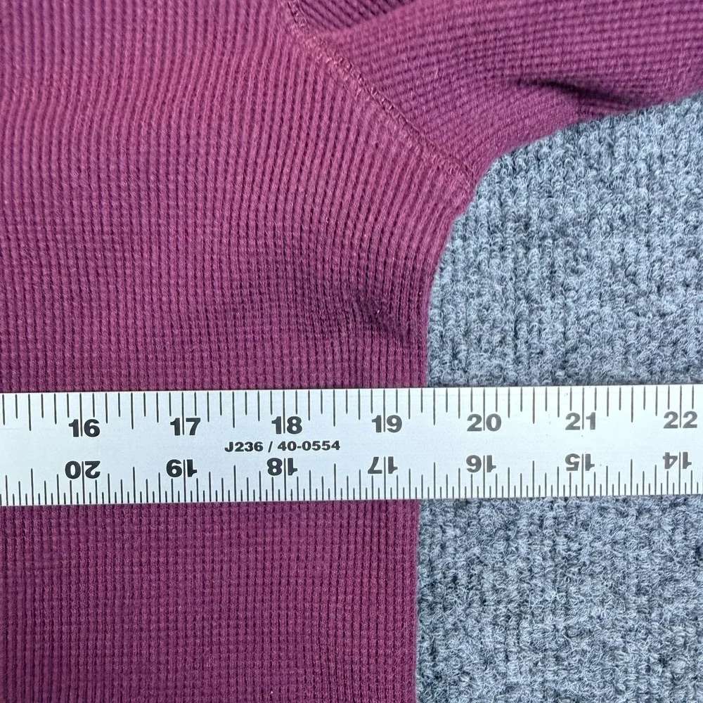 Levi's Thermal Hoodie Men Large Burgundy Waffle Knit Cotton Pullover Relaxed Fit